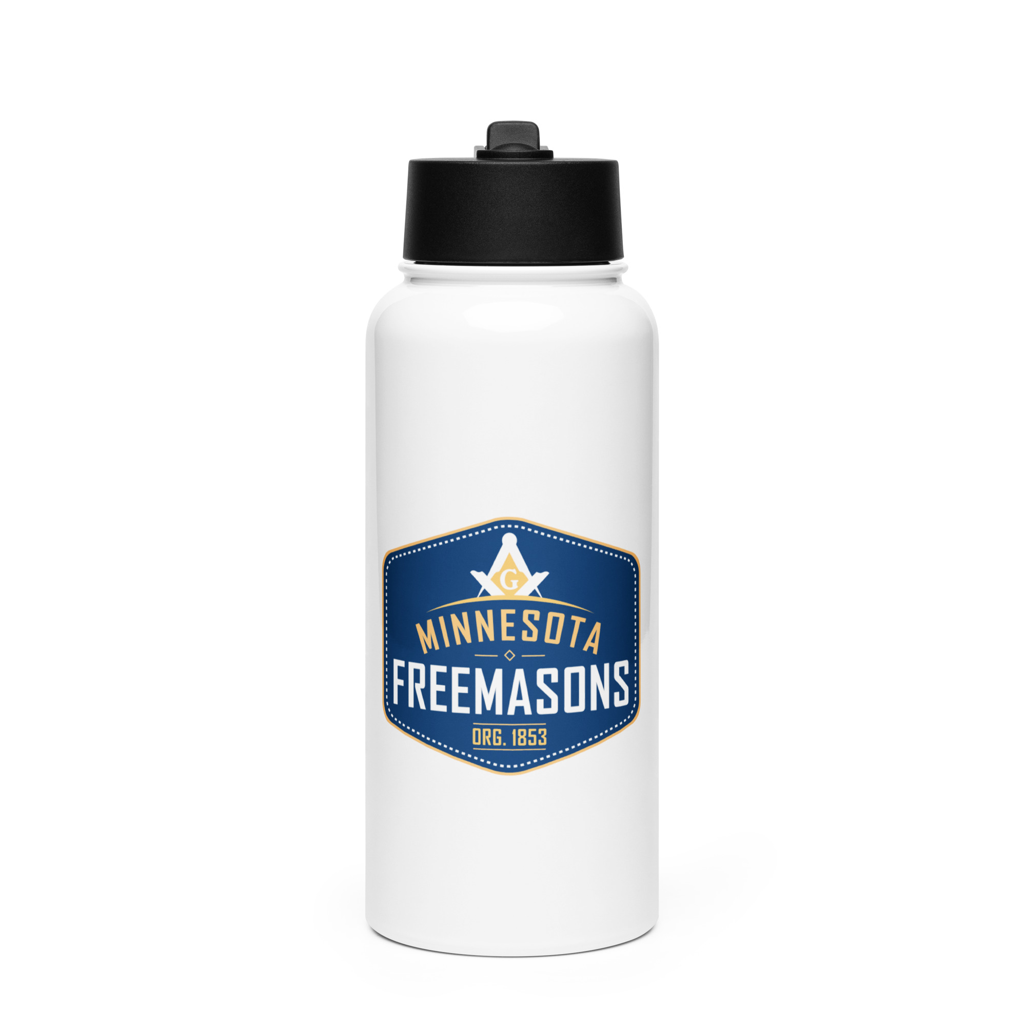 Stainless steel water bottle with a straw lid